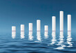 Illustration of a creative water graph. Metaphor banner with water level and empty graph objects for description.