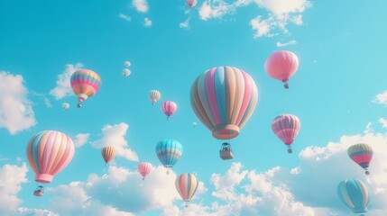 Wall Mural - Hot air balloons flying in sky