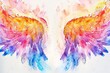 magical watercolor illustration of angel wings in vibrant colors spiritual art concept