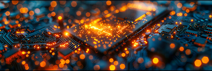 Abstract Digital Network in Cyberspace, Blue Futuristic Background, Technology and Communication Concept