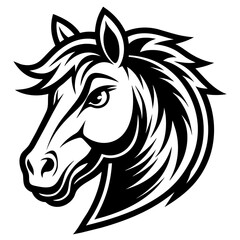 head of a horse mascot,cow silhouette,horse vector,icon,svg,characters,Holiday t shirt,black cow horse drawn trendy logo Vector illustration,horse on a white background,eps,png