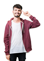 Poster - Young handsome man over isolated background Smiling pointing to head with one finger, great idea or thought, good memory