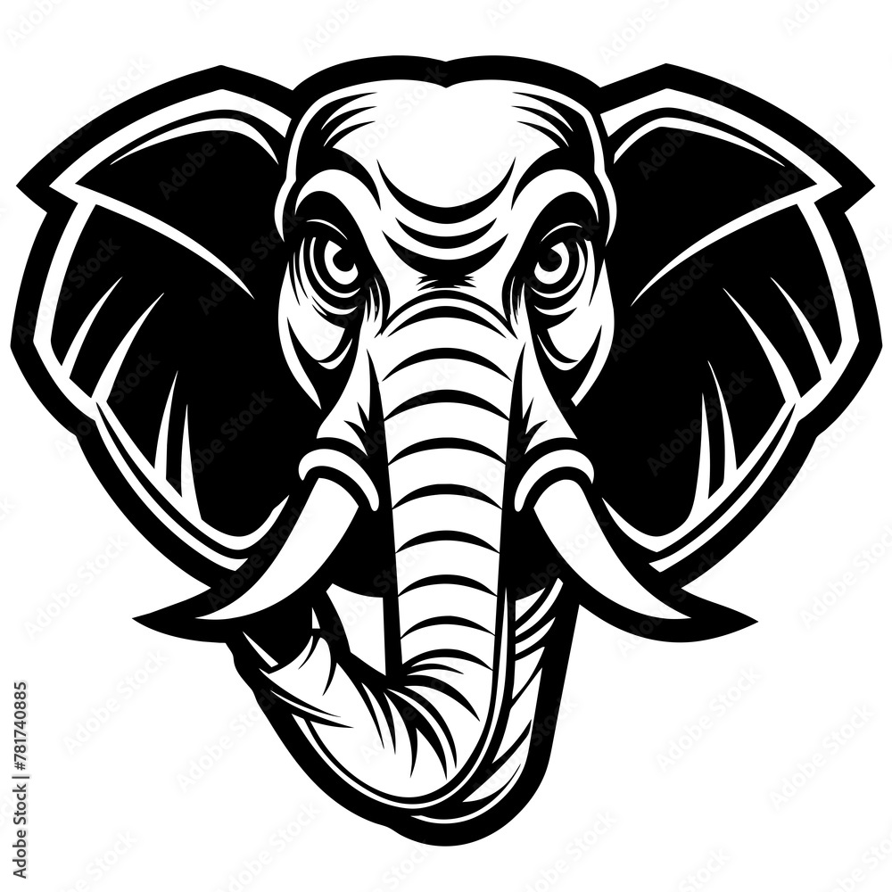 head of a elephant mascot,elephant silhouette,elephant face vector,icon ...