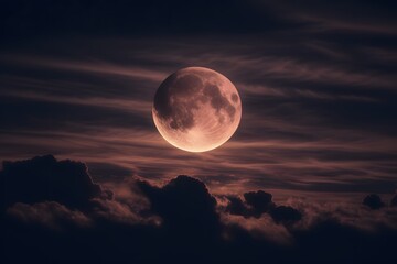 Wall Mural - Lunar eclipse view above the sky, Shot above the sky to the lunar eclipse