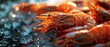 Pile of fresh shrimp place din a freezer Generative AI