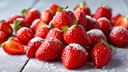 Wall Mural -  Fresh strawberries ripe and ready to eat