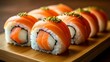  Deliciously crafted sushi rolls ready to be savored