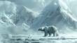 A lone polar bear traversing Greenland's frozen landscape, a powerful symbol of the Arctic's wildlife.
