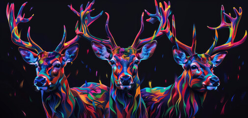 Wall Mural - psychedelic deer, colorful background, design