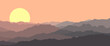 Mountains panorama, sun in the mountains, landscape vector illustration.