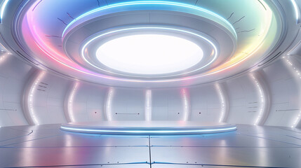 Three dimensional colorful round background, transparent gradient curved glass background 3D rendering