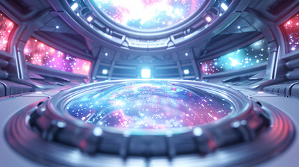 Three dimensional colorful round background, transparent gradient curved glass background 3D rendering