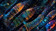 A colorful abstract image of insect larvae as seen under a microscope showcasing their intricate and powerful impact on the environment.