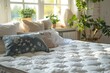 A white spring mattress with a flat surface in bedroom