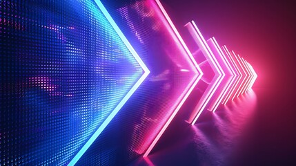 Wall Mural - glitch prism effect abstract futuristic technology fiber optic arrow laser neon led light background