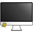 Computer Monitor with Sticky Notes Vector Illustration Drawing Icon