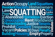 Squatting Word Cloud on Blue Background
