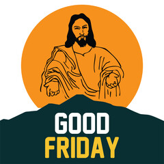 Wall Mural - Good friday banner illustration with cross on the hill