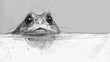  Frog head in water, half submerged