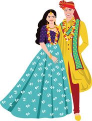 Wall Mural - Indian bride and groom in Traditional dress