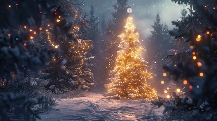 Sticker - christmas tree and lights
