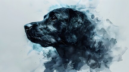 Poster - Emotive Watercolor Rendering of a Suffering Canine s Isolated Portrait