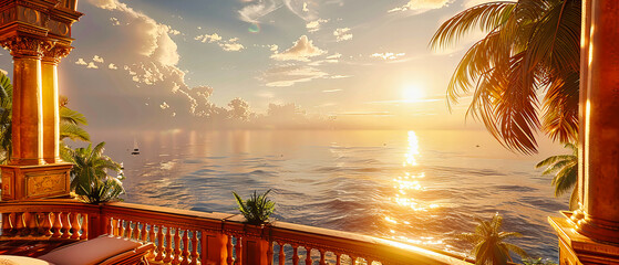 Picturesque Ocean Sunset, Ideal Backdrop for Evening Relaxation and Enjoying Natures Beauty