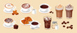 Set of cafe drink menu illustrations