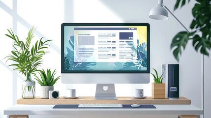 Aufkleber - A vector illustration of a computer screen with creative web design vibes, on a white background. Generative AI.