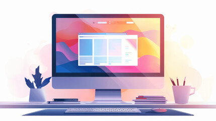 Aufkleber - A vector illustration of a computer screen with creative web design vibes, on a white background. Generative AI.