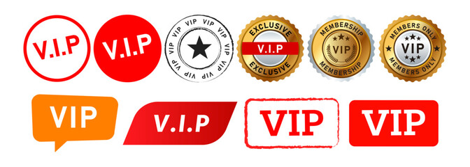 Wall Mural - vip stamp speech bubble and seal badge labels ticker sign for exclusive premium membership
