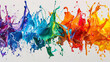 Conceptual art of a paint splash frozen in time, with each color representing a musical note in a visual symphony,