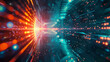 Dynamic image of a cybernetic beacon, casting a light that guides lost data packets back to the safety of the network,