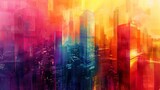 Fototapeta Nowy Jork - Colorful abstract architecture creating a vibrant city backdrop.