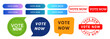 vote now rectangle circle speech bubble stamp and button web for voting election