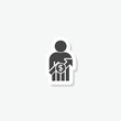 Salary increase icon sticker isolated on gray background