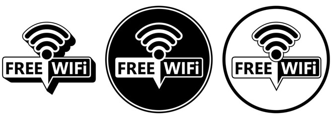Wall Mural - set free wifi icon sign. free internet connection pictogram logo design vector illustrations
