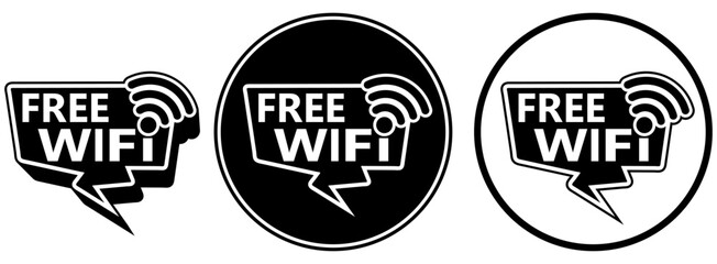Wall Mural - set modern free wifi sign icon symbol. wireless hotspot area logo vector illustration