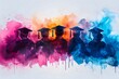 Evocative Watercolor Painting of Graduates in Caps Highlighting the Celebration of Educational Achievement and Aspiration
