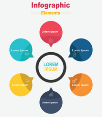 Collection of vector circle chart infographic templates for presentations, advertising, layouts, annual reports. 6 options, steps, parts.
