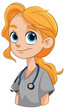 Cartoon of a smiling female nurse with stethoscope