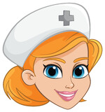 Fototapeta Dinusie - Vector illustration of a smiling nurse character