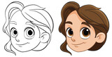 Fototapeta Mapy - Two stages of a cartoon character design.