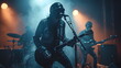 © SJarkCube - metal rock singer, music band , concert, rocker,Rock band electrifying concert stage with music, lights, and energetic performance