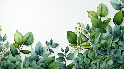 Wall Mural - watercolor of green leaves