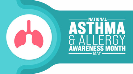 Wall Mural - May is Asthma and Allergy Awareness Month background template. Holiday concept. use to background, banner, placard, card, and poster design template with text inscription and standard color. vector