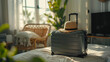 © somruethai - Gray suitcase with handbag and summer hat packing ready to travel vacation on bed at home or hotel