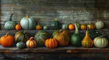 Autumnal Harvest A Collection Of Seasonal Gourds Generative AI