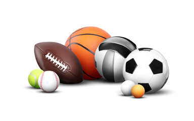 Sticker - Collection of balls for different sport games isolated on white