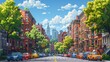 Retro style of pixel background of modern and calm city, Illustration in r pixel art background, 2d vector illustration, EPS 10.